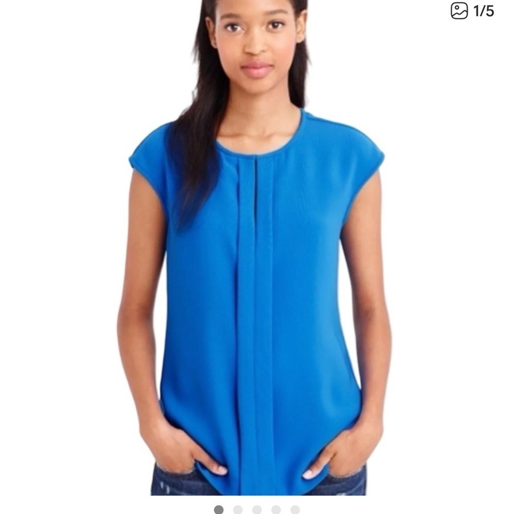 J. Crew Vibrant Blue Cap Sleeve Blouse